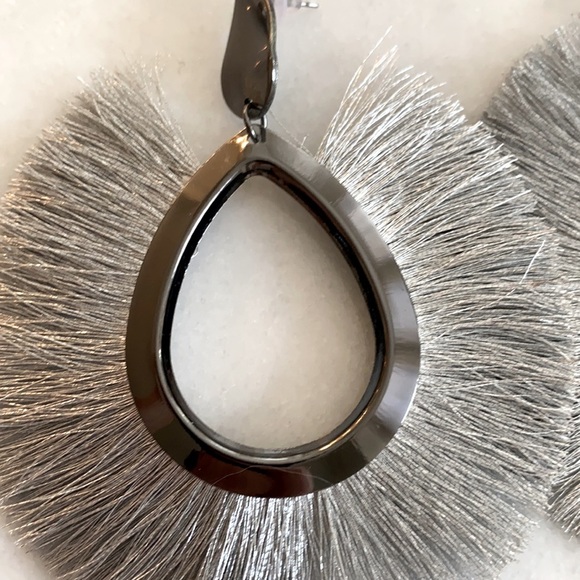 Silver Fringe Beaded Embossed Earring Bundle - Picture 4 of 4